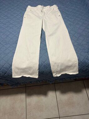 J. Crew High-Rise Wide-Leg Cropped White Denim Jeans